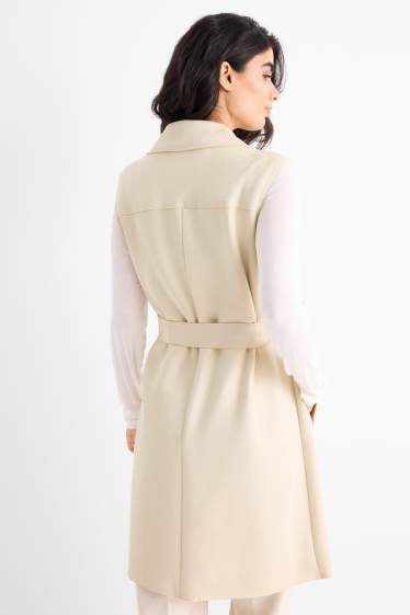 Dames - Lang gilet - regular fit - imitatiesuède - licht beige