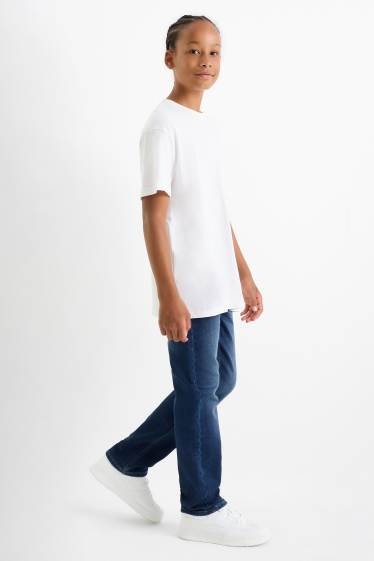 Kinderen: jongens - Straight jeans - thermojeans - jog denim - jeansdonkerblauw