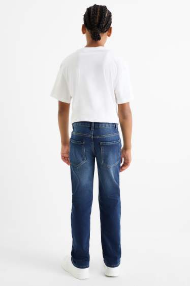 Děti - chlapci - Straight jeans - termo džíny - jog denim - džíny - tmavomodré