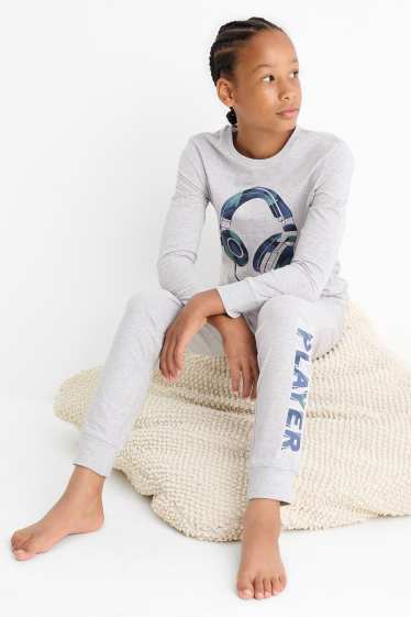 Enfants garçons - Jeux vidéo - pyjama - 2 pièces - gris clair chiné