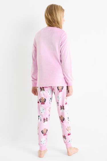 Kinder Mädchen - Hunde und Katzen - Weihnachtspyjama - 2 teilig - rosa