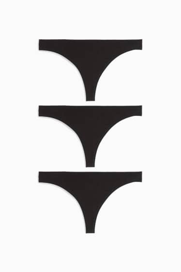 Femmes - Lot de 3 - strings - noir