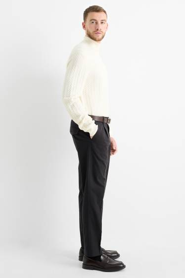 Heren - Flanellen chino - tapered fit - donkergrijs
