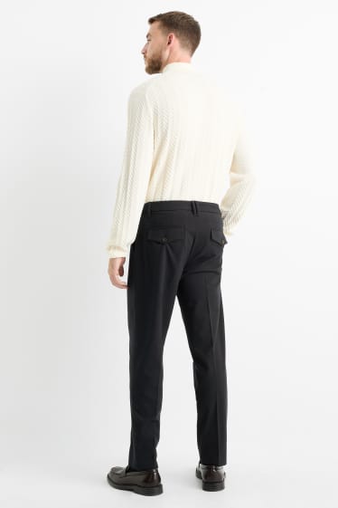 Heren - Flanellen chino - tapered fit - donkergrijs