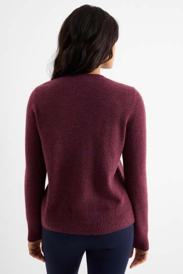 Femei - Pulover din tricot fin - bordo