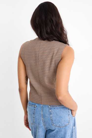 Femmes - Gilet sans manches de bureau - regular fit - à carreaux - marron