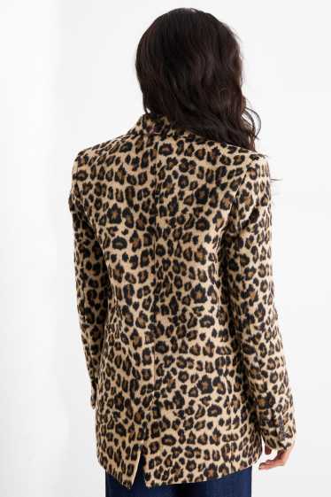 Damen - Longblazer - Relaxed Fit - Leo-Print - schwarz / beige