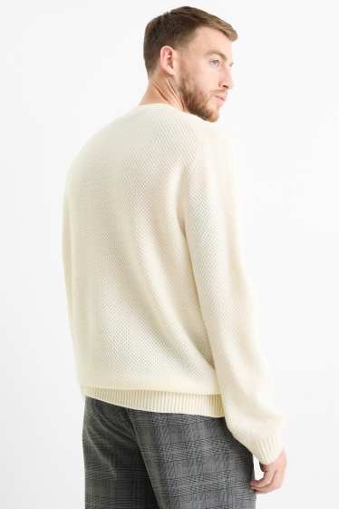 Herren - Pullover - strukturiert - cremefarben