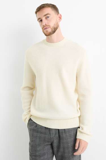 Herren - Pullover - strukturiert - cremefarben
