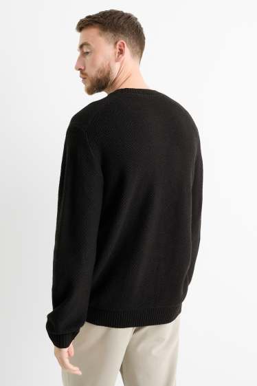 Herren - Pullover - strukturiert - schwarz