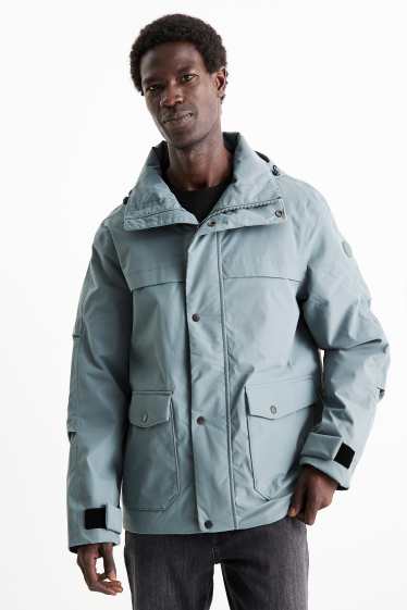Hommes - Veste à capuche - finition doublée - imperméable - bleu clair