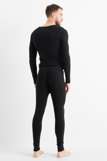 Herren - Multipack 2er - Lange Unterhose - Feinripp - schwarz