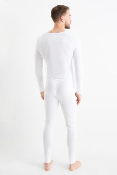 Herren - Multipack 2er - Lange Unterhose - Feinripp - weiß