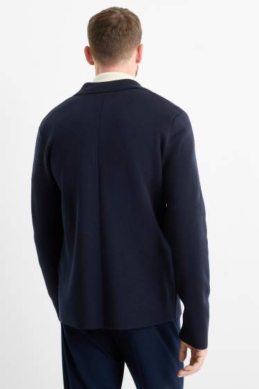 Heren - Fijn gebreid colbert - regular fit - donkerblauw