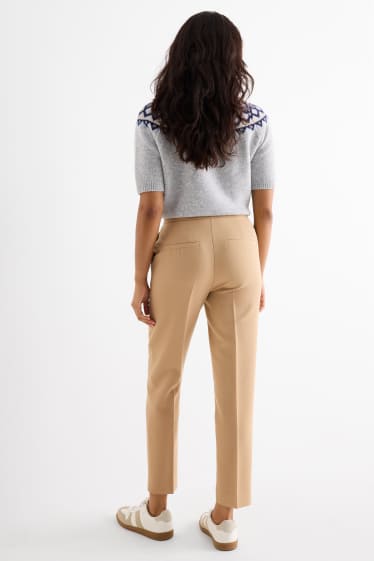 Women - Cloth trousers - high waist - tapered fit - beige