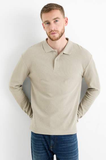 Herren - Poloshirt - Regular Fit - strukturiert - hellbeige