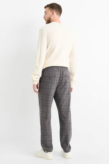 Pánské - Kalhoty chino - tapered fit - kostkované - tmavošedá
