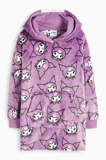 Kinderen: meisjes - Kuromi - deken met capuchon - paars