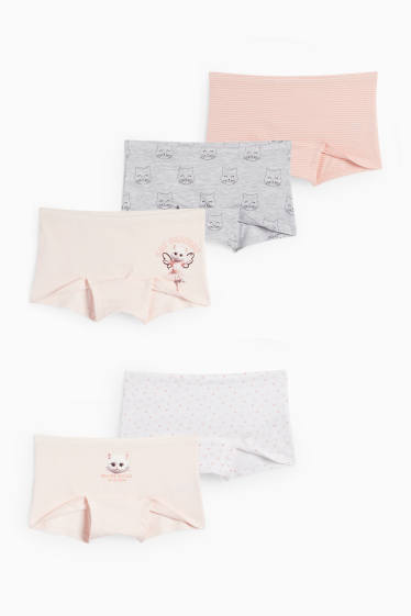 Kinder Mädchen - Multipack 5er - Katze - Boxershorts - rosa