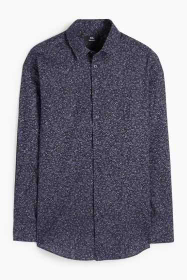 Men - Set - V-neck jumper and business shirt - 2 piece - dark blue