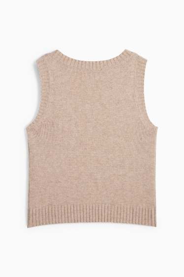 Femmes - Débardeur en cachemire mélangé - laine mélangée - beige