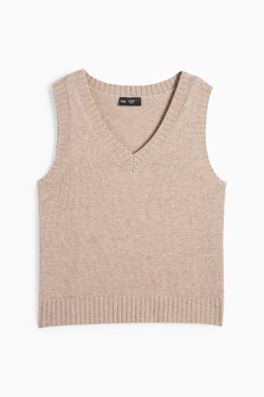 Femmes - Débardeur en cachemire mélangé - laine mélangée - beige