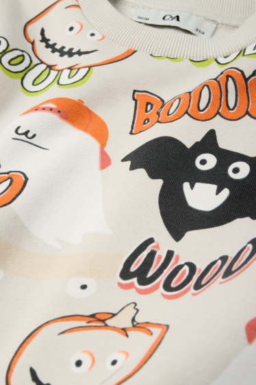 Děti - chlapci - Set - Halloween - motivy netopýrů - mikina a maska - světle šedá