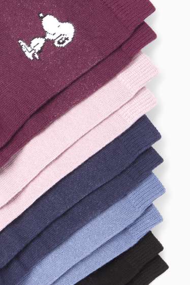 Damen - Multipack 5er - Socken mit Motiv - Snoopy - lila