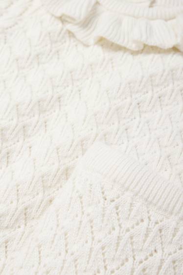 Baby Mädchen - Baby-Strick-Outfit - 2 teilig - strukturiert - weiß