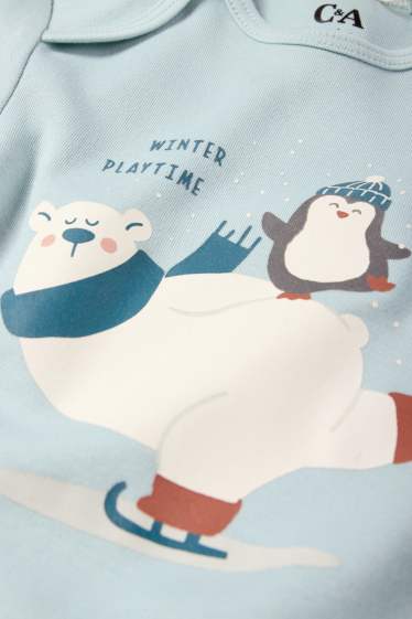 Baby Buben - Eisbär und Pinguin - Baby-Body - helltürkis