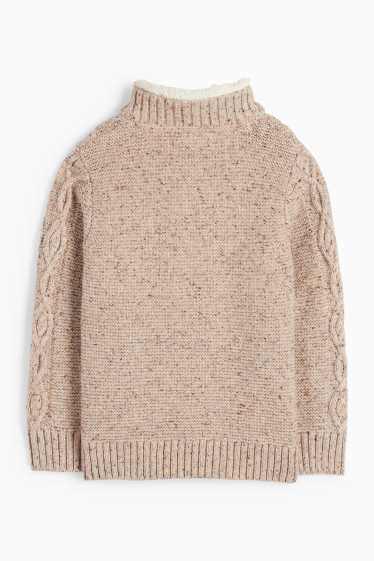 Kinderen: jongens - Trui - kabelpatroon - licht beige