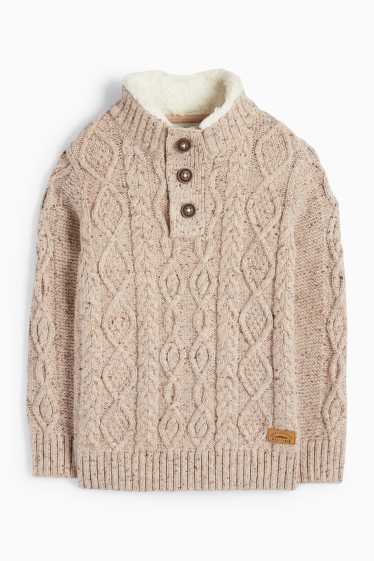 Kinderen: jongens - Trui - kabelpatroon - licht beige