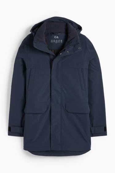 Herren - Regenparka mit Kapuze - gefüttert - wasserdicht - dunkelblau