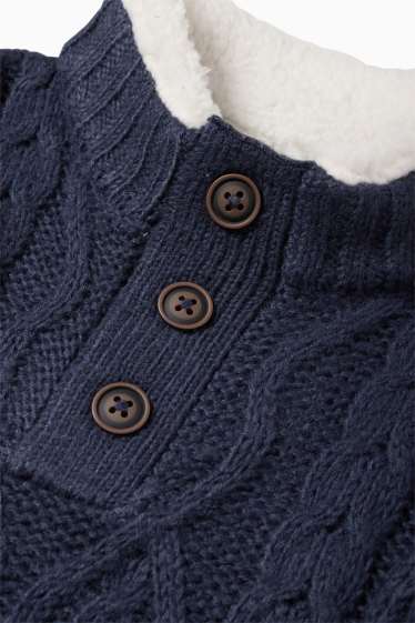 Kinder Buben - Pullover - Zopfmuster - dunkelblau