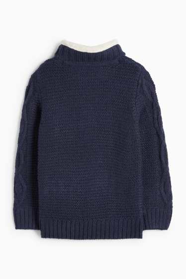 Kinder Buben - Pullover - Zopfmuster - dunkelblau