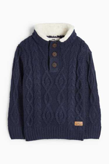 Kinder Buben - Pullover - Zopfmuster - dunkelblau