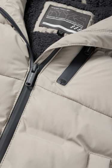 Kinder Buben - Steppjacke mit Kapuze - hellgrau