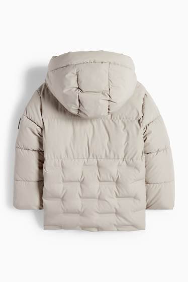 Kinder Buben - Steppjacke mit Kapuze - hellgrau