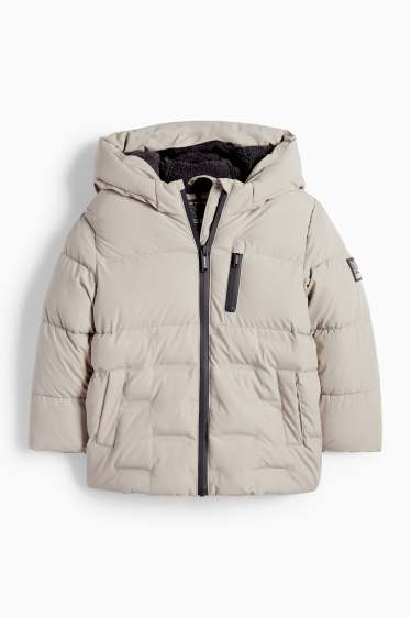 Kinder Buben - Steppjacke mit Kapuze - hellgrau
