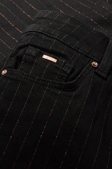 Dámské - Bootcut jeans - mid waist - s úzkými proužky - džíny - tmavošedé