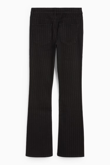 Dámské - Bootcut jeans - mid waist - s úzkými proužky - džíny - tmavošedé
