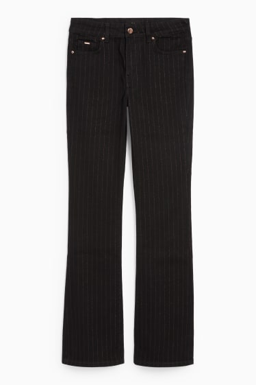 Dámské - Bootcut jeans - mid waist - s úzkými proužky - džíny - tmavošedé