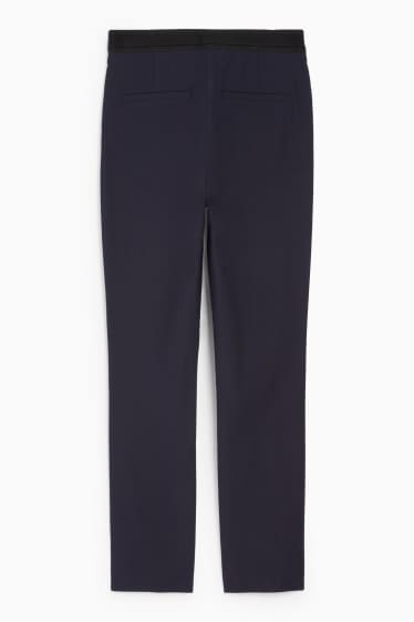 Women - Cloth trousers - mid-rise waist - tapered fit - dark blue