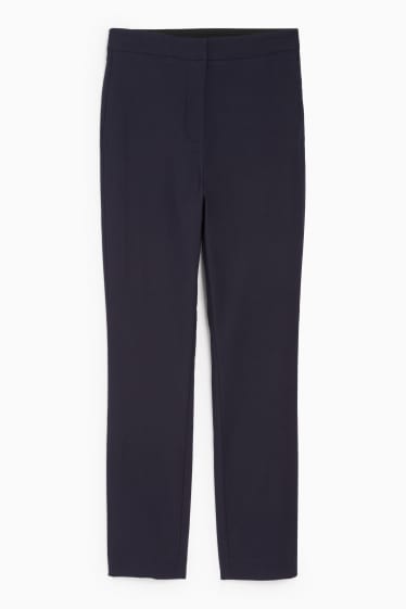 Women - Cloth trousers - mid-rise waist - tapered fit - dark blue