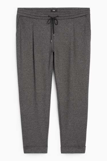 Damen - Jersey-Hose - Mid Waist - Tapered Fit - strukturiert - dunkelgrau