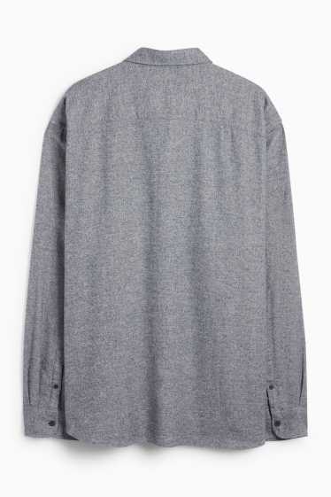 Heren - Overhemd - regular fit - button down - donkerblauw-mix