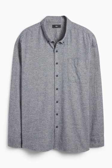 Heren - Overhemd - regular fit - button down - donkerblauw-mix