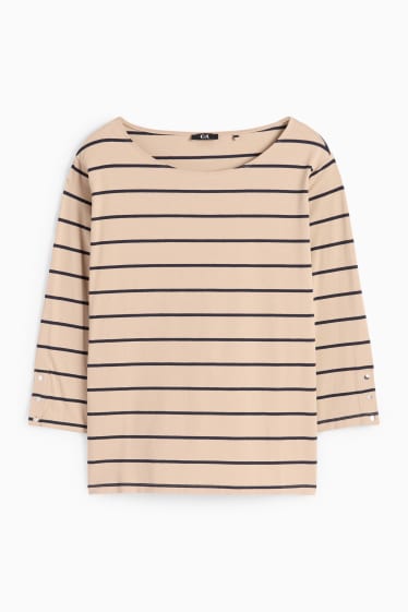 Women - T-shirt - beige / blue