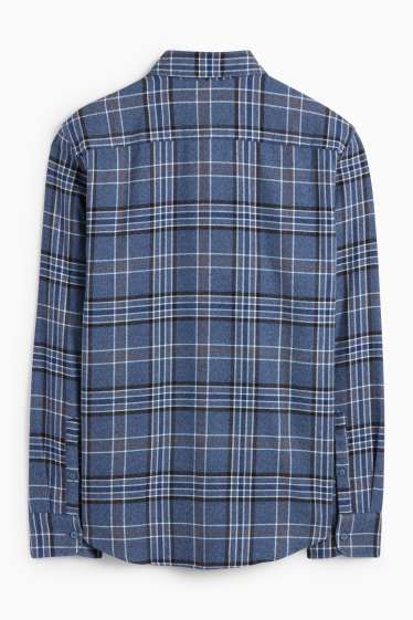 Herren - Flanellhemd - Regular Fit - Kent - kariert - blau