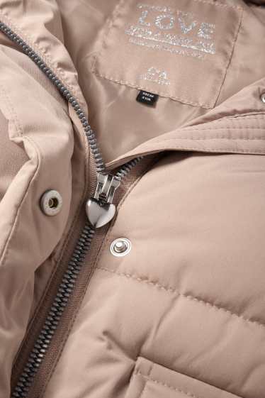 Enfants filles - Doudoune à capuche - finition déperlante - beige